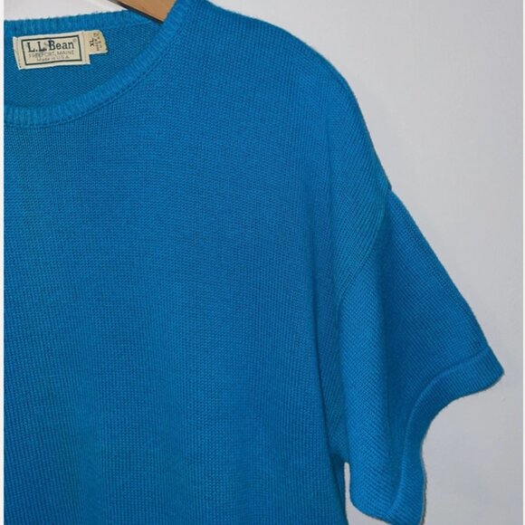 VINTAGE LL Bean Sweater Women XL Blue Pullover Boxy Crop 80’s Crewneck USA - Picture 3 of 7